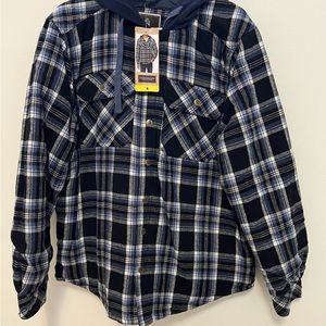 Legendary Outfitters Men's Cotton Flannel Hooded Shirt Jacket. NWT size S